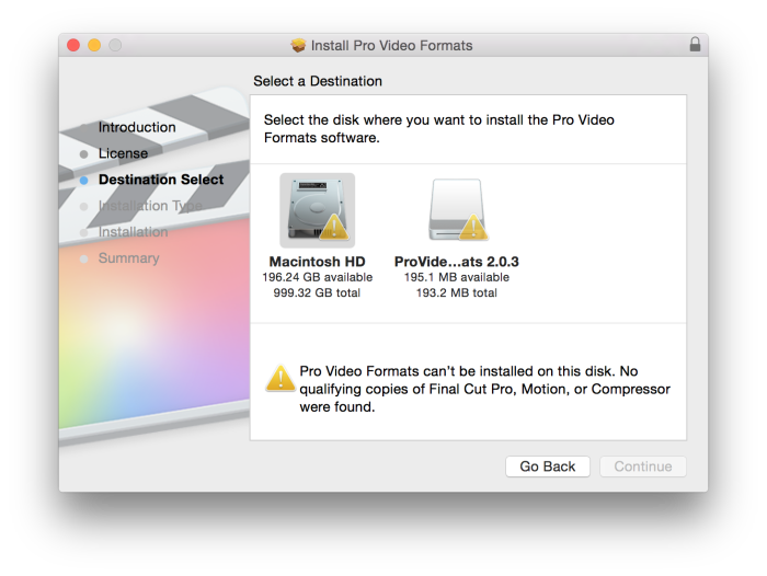 installing pro video formats 2.0.4